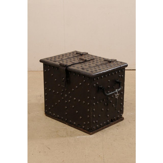 18th Century Iron Clad Wood Strong box, Spain For Sale - Image 10 of 12