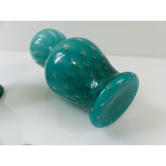 Covered Jars in Turquoise and Aventurine Glass, 1950s, Set of 2 For Sale - Image 12 of 14