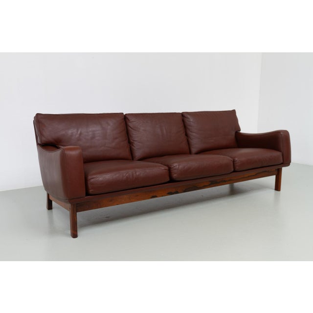 Danish Modern Leather and Rosewood Sofa from Eran, 1960s For Sale - Image 16 of 18