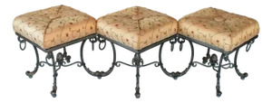 Conversational Wrought Iron Scrolled Base Triple Bench