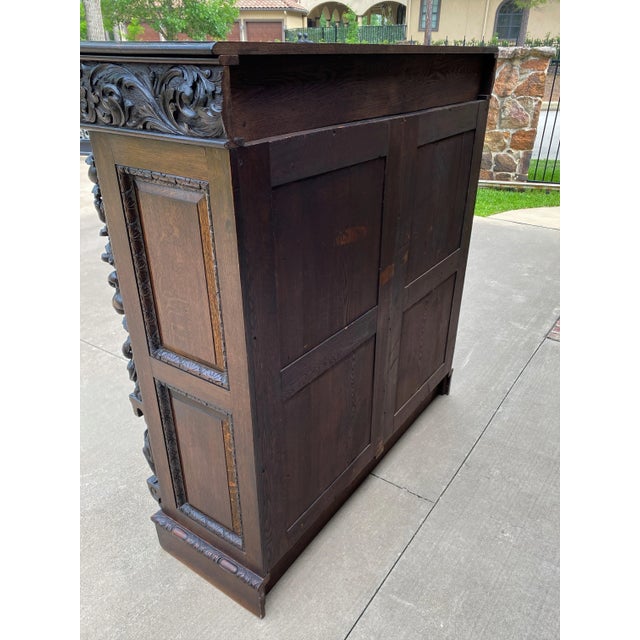 Antique English Cabinet Chest Wardrobe Gothic Revival Oak Monkeys Rare C.1880s For Sale - Image 12 of 13