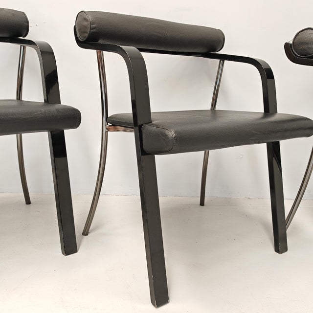 Vintage Black Armchairs with Armrests, 1980s, Set of 4 For Sale - Image 13 of 18