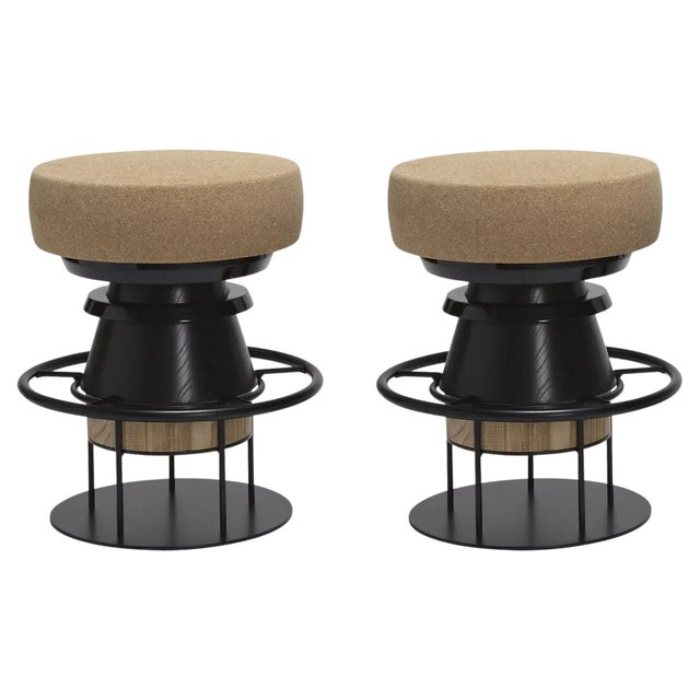 Set of Low Black Tembo Stools by Note Design Studio For Sale