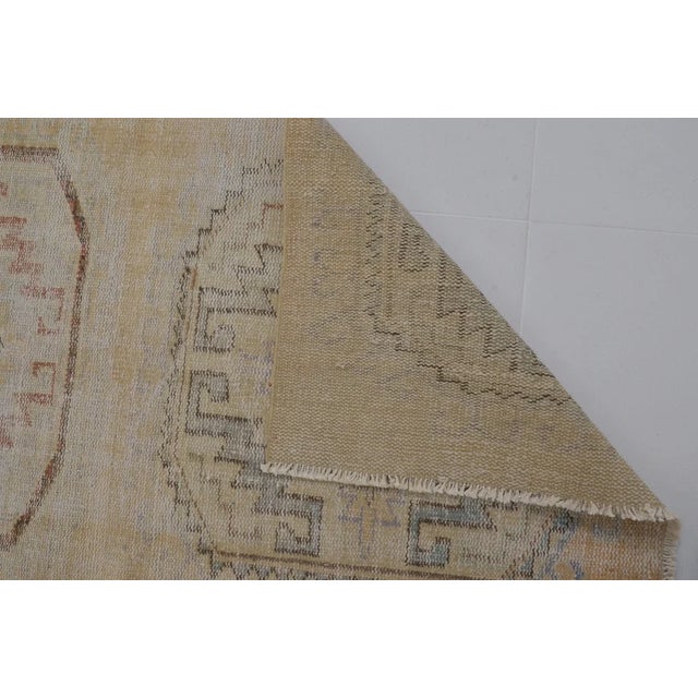 Textile Vintage Anatolian Wool Runner, Light Beige Field With Subtle Tonal Medallions For Sale - Image 7 of 10