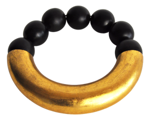 Large Goldfoil and Black Acacia Necklace by F. Monies & G. Jensen, Denmark, 2000s
