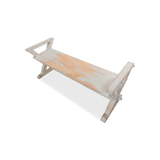 French Country Painted Bench For Sale - Image 4 of 9