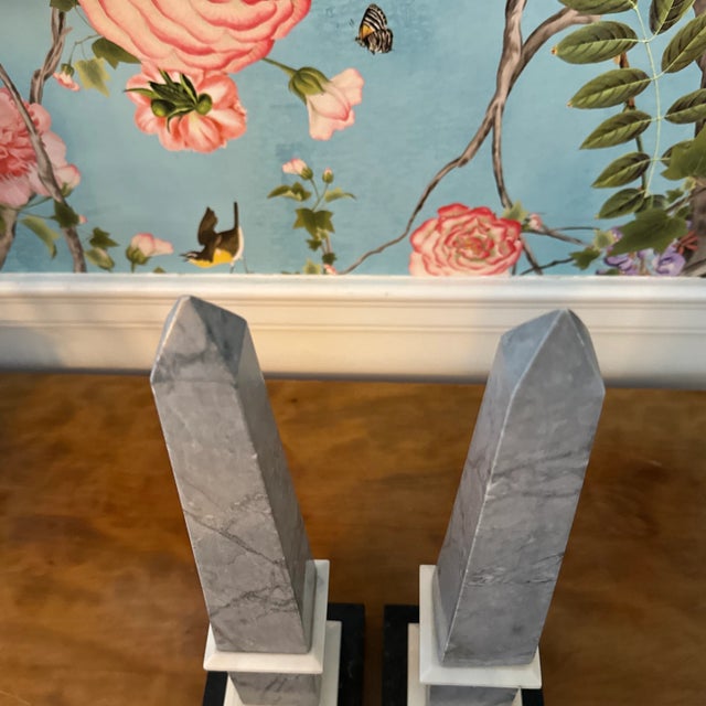 Mid 20th Century 20th Century Gray Marble Obelisks - a Pair For Sale - Image 5 of 12
