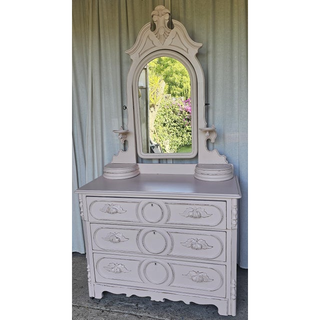Victorian Pink Dresser With Mirror, Circa 1920's For Sale - Image 4 of 14