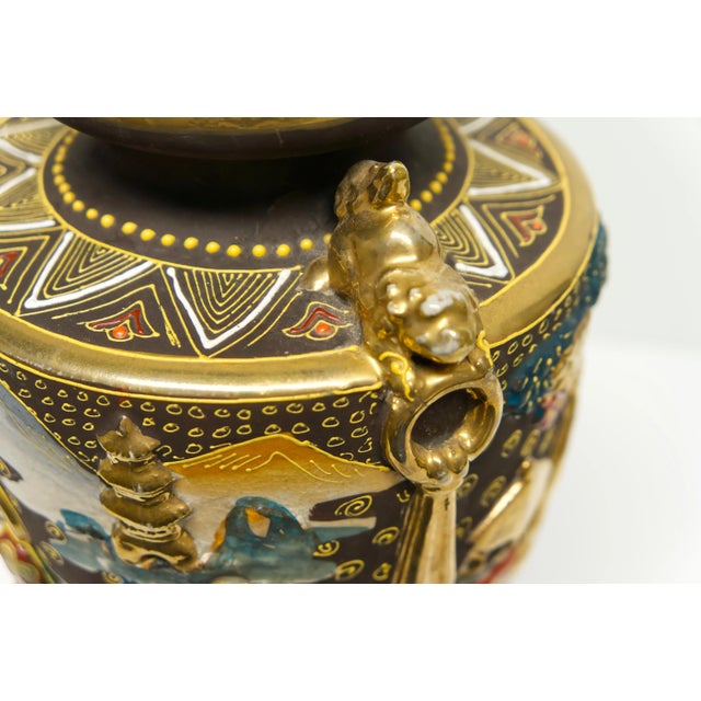 Japanese High Relief Satsuma Vase For Sale In Louisville - Image 6 of 9