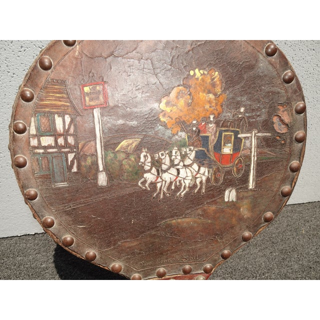 Antique French Country Brown Leather Bellow With Long Handle Wall Decor For Sale - Image 12 of 12