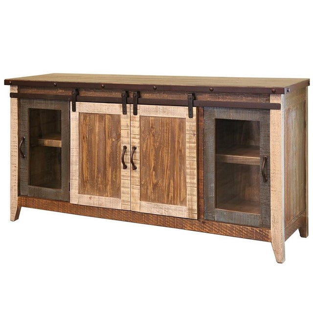 Greenview Multi-Color Sliding Door Tv Stand - 60" For Sale In Chicago - Image 6 of 6