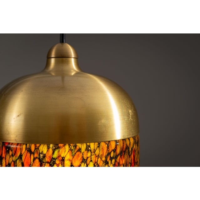 1970s Pendant with Brass Details and Multicolor Glass from Peill & Putzler, 1970s For Sale - Image 5 of 11