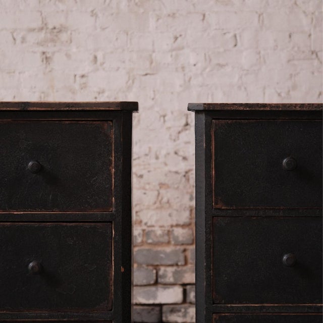 19th Century 19th Century French Walnut Distressed Black Chests (Set of 2) For Sale - Image 5 of 9