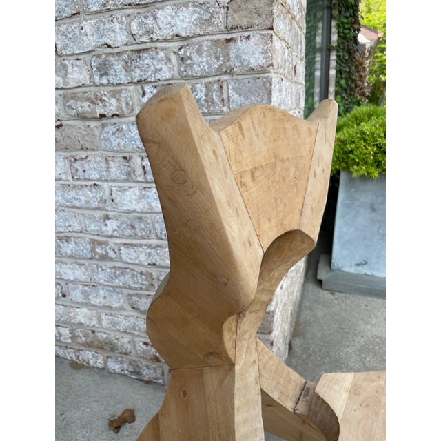 European Studio Art Chair in Carved Wood In the Manner of Jean Touret For Sale - Image 13 of 18