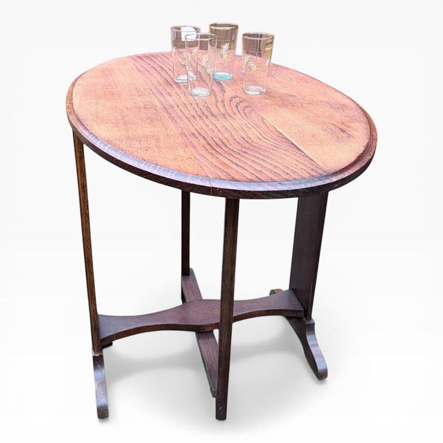 Arts & Crafts Oak Folding Wine Table For Sale - Image 6 of 11