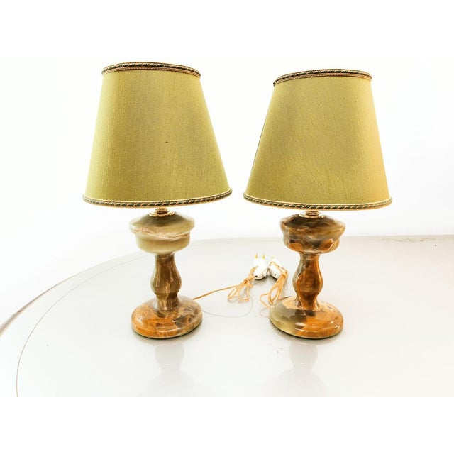 Onyx Table Lamp with Fabric Lampshade For Sale - Image 14 of 18