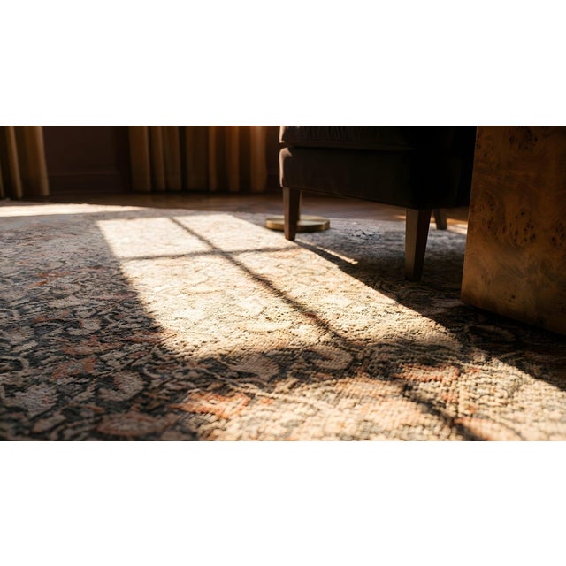Charcoal 1920s Gray Charcoal Geometric Antique Persian Malayer Rug 4' X 6'4" Knotted Wool Carpet For Sale - Image 8 of 9