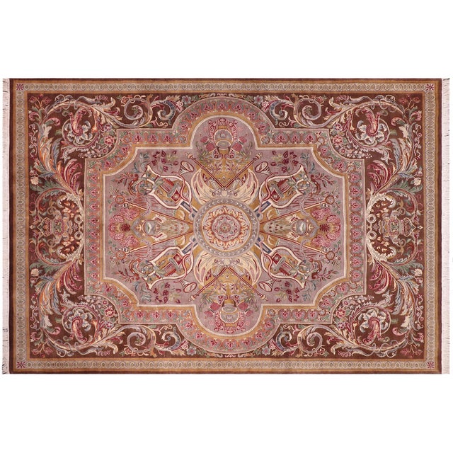 Gray Art Nouveau Firdous Pak-Persian Brown/Brown Wool Rug - 9'1'' X 12'2'' For Sale - Image 8 of 8