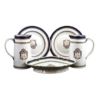 Chinese Export JM Monogrammed Porcelain Service, 1780s, Set of 5 For Sale