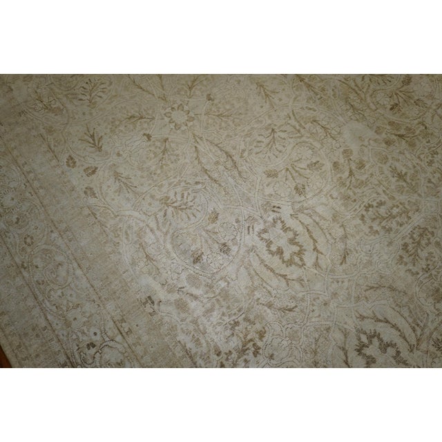 White Zabihi Collection Large White Antique Persian Tabriz Rug For Sale - Image 8 of 12