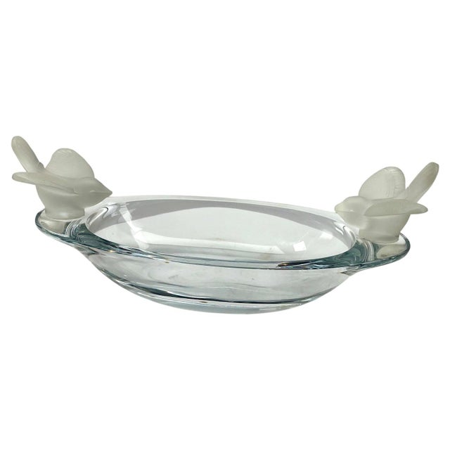 Oval Crystal Bowl with Birds from Sèvres, France, 1950 For Sale - Image 6 of 9