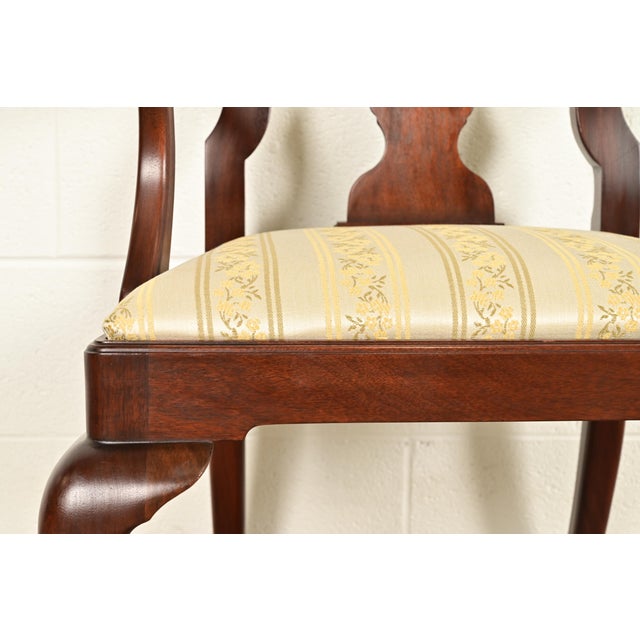 Brown Henkel Harris Queen Anne Solid Mahogany Armchairs, Pair For Sale - Image 8 of 16