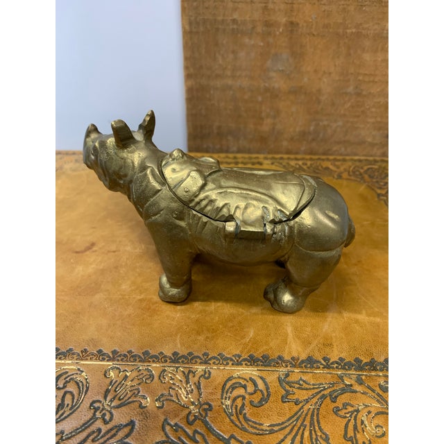 Late 20th Century Late 20th Century Brass Rhinoceros Box For Sale - Image 5 of 7