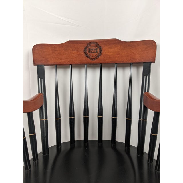 Wood Vintage Yale University Windsor Armchair With Lux Et Veritas Crest – Collegiate Library Chair For Sale - Image 7 of 16