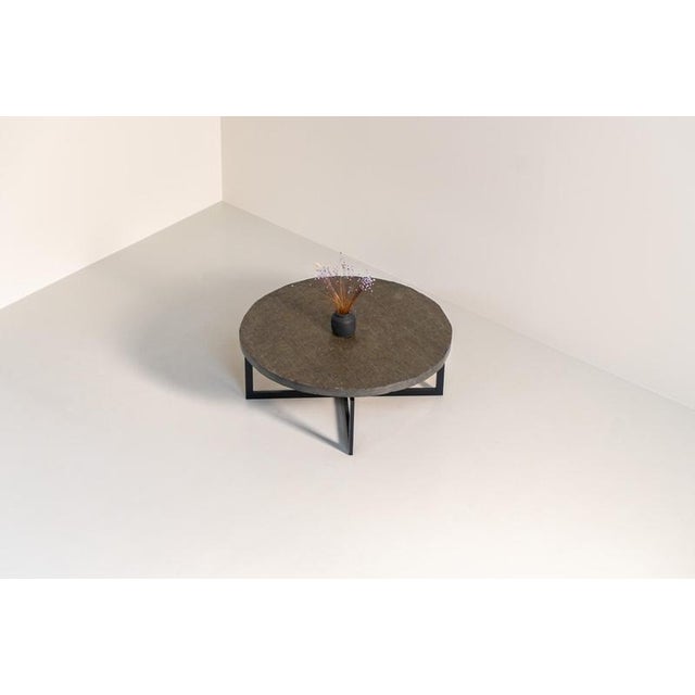 Metal Coffee Table in Norwegian Slate Stone For Sale - Image 7 of 13