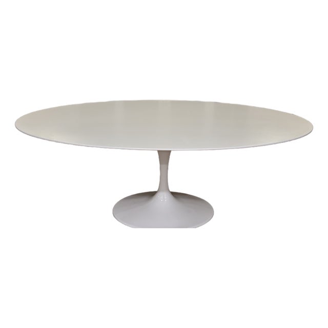 Rove Concepts Attributed Tulip Lacquer Oval 78” Dining Table For Sale