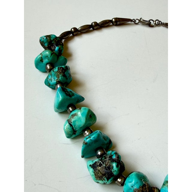 1970s Vintage Native American Style Silver & Turquoise Necklace Arizona For Sale - Image 5 of 8