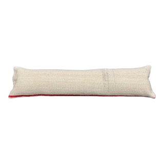 Turkish Hemp Pillow Cushion Natural Beige Red Cushion Cover 12"x46" For Sale