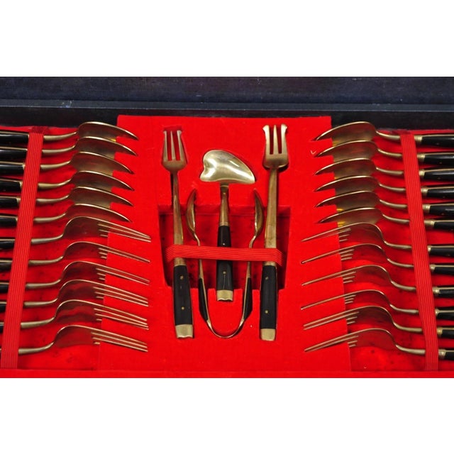 Vintage Bangkok Jewels Bronze Brass & Celluloid Flatware Set in Case - 130 PCS For Sale - Image 10 of 18