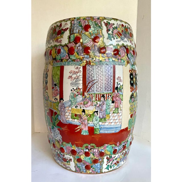 Red Vintage Asian Famille Rose Porcelain Garden Stool For Sale - Image 8 of 12