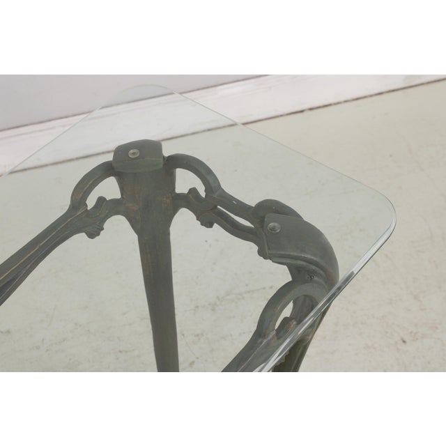 1980s Wrought Iron & Glass Top Console Sofa Table For Sale - Image 5 of 16