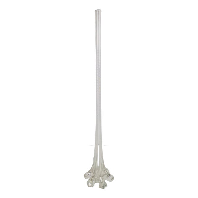 Art Nouveau French Gladioli Fluted Glass Vase, 1920s For Sale