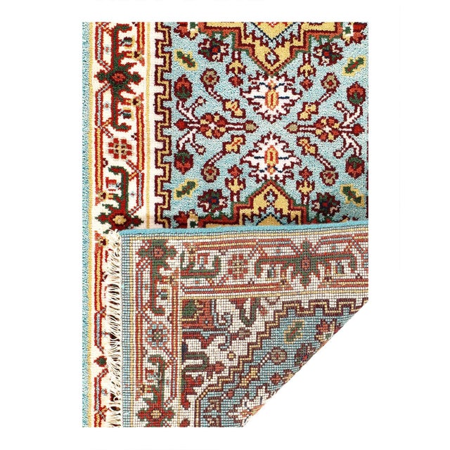 Traditional Pasargad DC Fine Hand Knotted Light Blue Runner Rug For Sale - Image 3 of 3