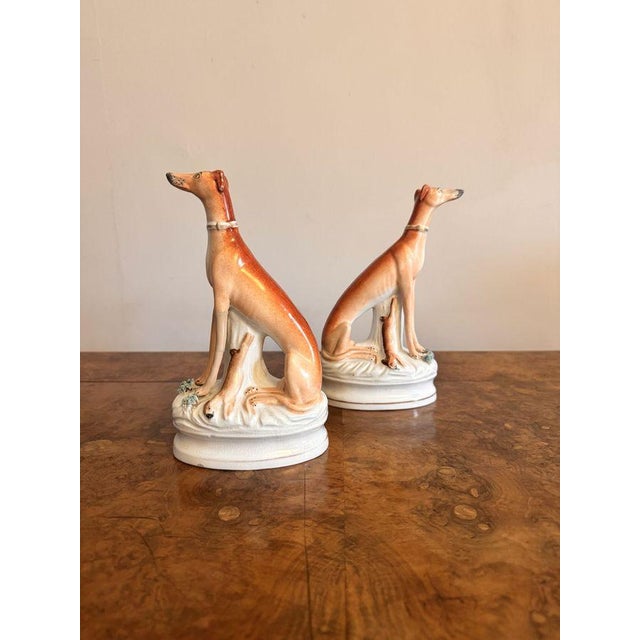 Antique Victorian Greyhounds from Staffordshire, 1880, Set of 2 For Sale - Image 4 of 6
