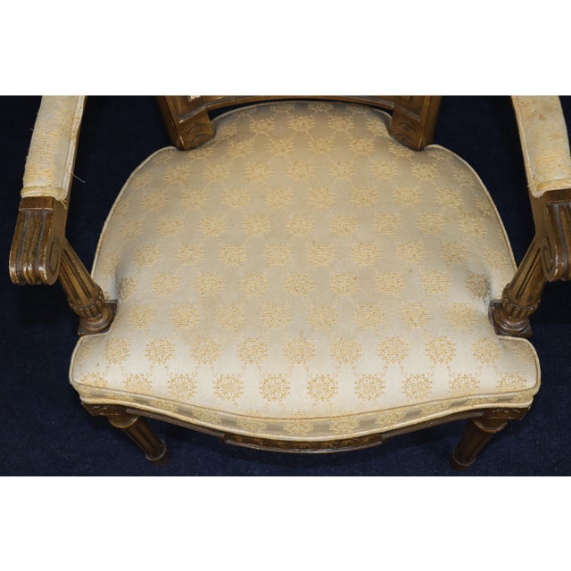20th C Pair of Tall Back Impressive Louis XVI Style Armchairs For Sale - Image 9 of 13