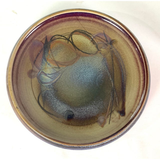1970s Handcrafted Studio Art Pottery Pedestal Plate/Shallow Centerpiece Bowl/Tazza For Sale - Image 5 of 9