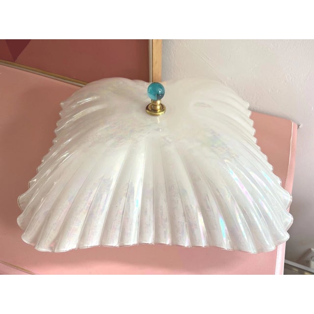 Opalescent Fluted Glass Shell Flush Light For Sale - Image 17 of 18
