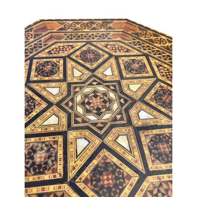 Vintage Moroccan Indian Style Inlay Accent Side or End Table For Sale In New York - Image 6 of 9