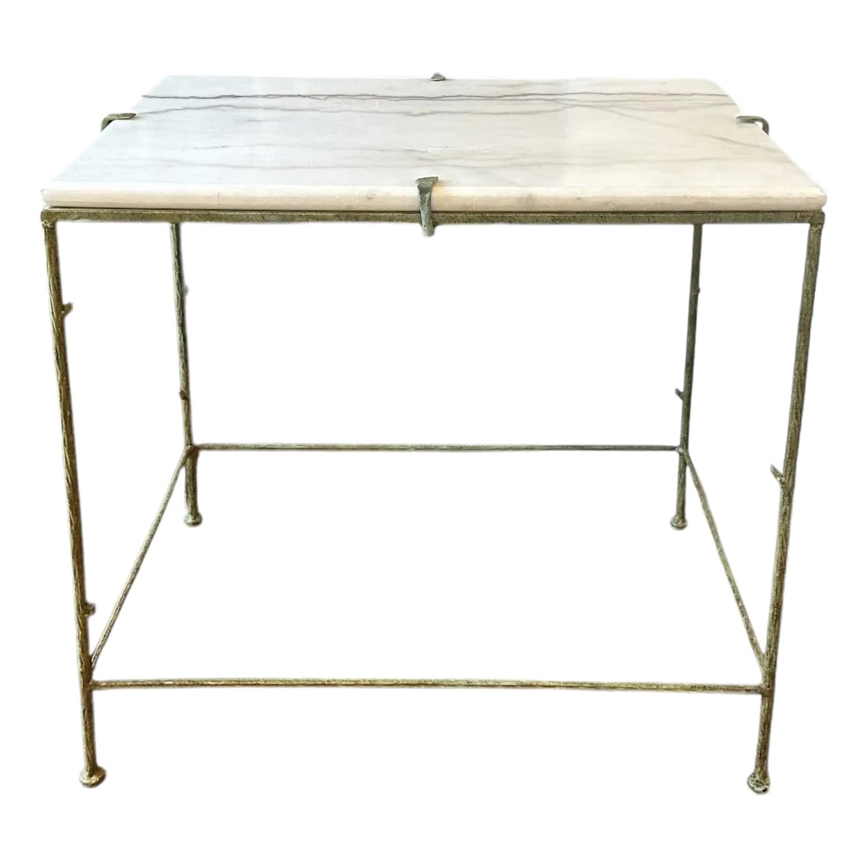 Vintage Giacometti Patinated Faux Bois / Twig Metal Side / Accent Table ...