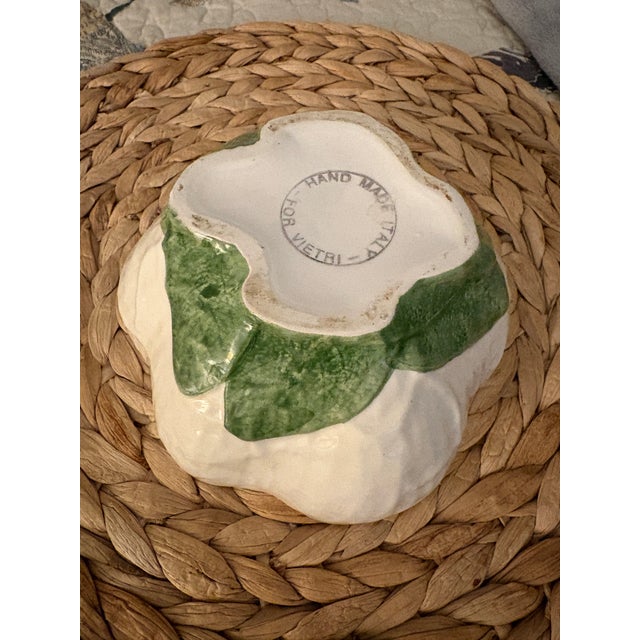 2000 - 2009 Vintage Vietri Handmade Italian White Pumpkin Covered Bowl With Lid For Sale - Image 5 of 9