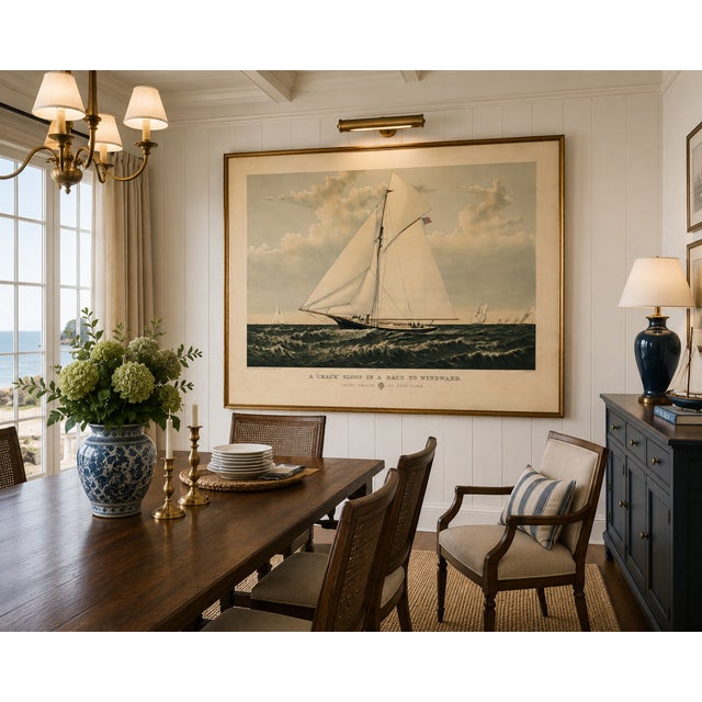 Yacht Gracie of New York, Vintage Art Print Reproduction, 60" X 40" For Sale In Buffalo - Image 6 of 10
