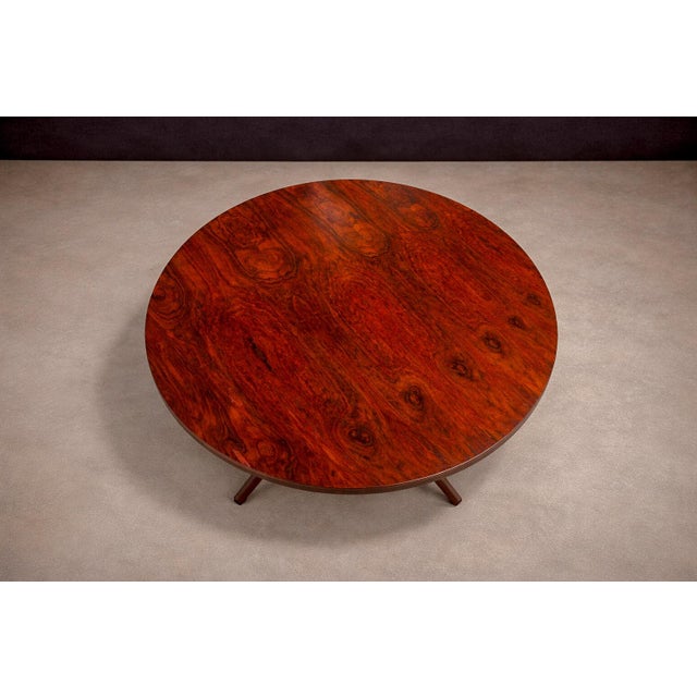 Jorge Zalszupin Round Dining Table in Hardwood and Metal, Jorge Zalszupin, 1960s For Sale - Image 4 of 8