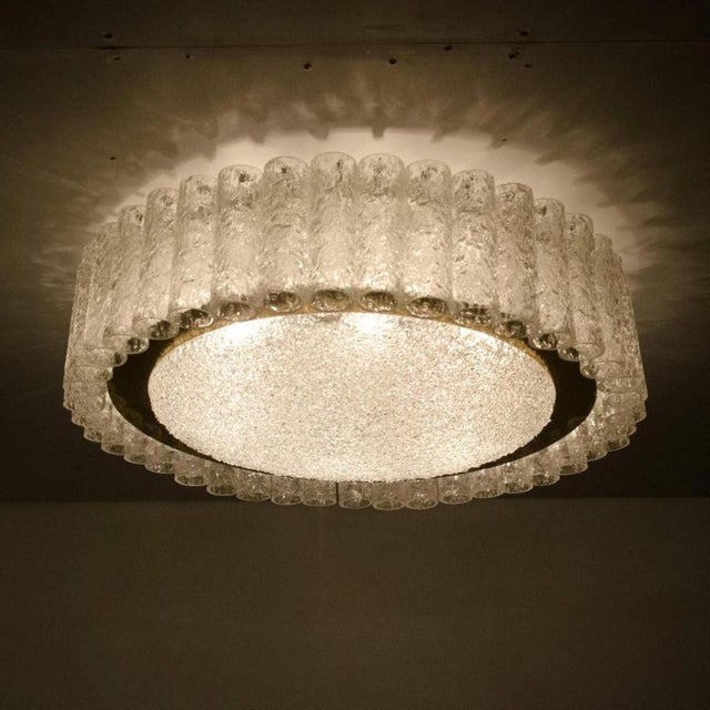 Large Organic Glass and Brass Flush Mounts attributed to Doria Leuchten, 1970s, Set of 2 For Sale - Image 9 of 11