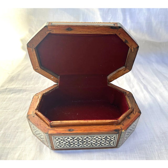 Wood Handmade Egyptian Mother of Pearl Trinket Box For Sale - Image 7 of 7