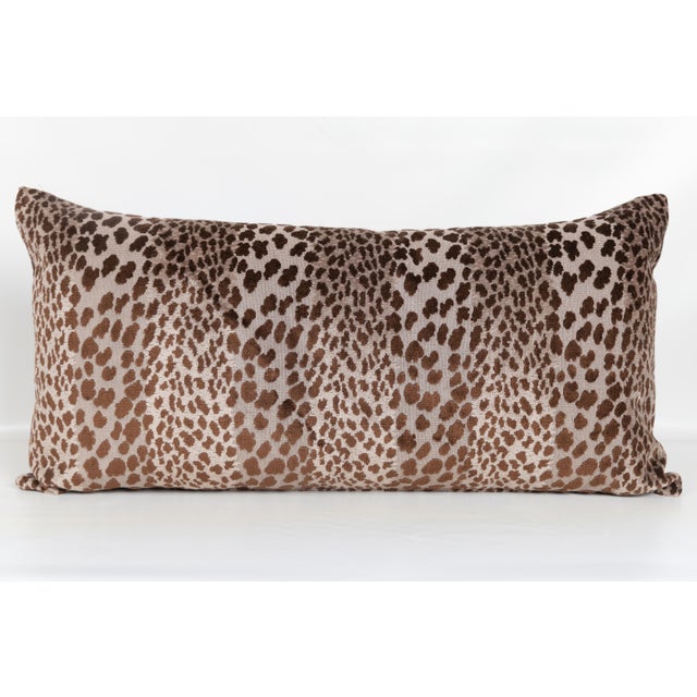 2020s Designer Cut Velvet Leopard Large Lumbar Pillow Cover 15x31 For Sale - Image 5 of 5