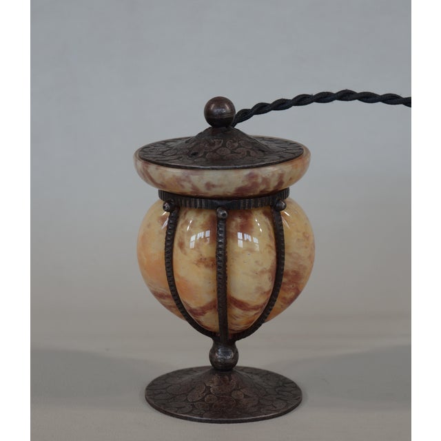 Metal Tiny French Art Deco Night Lamp by André Delatte - 1920s France For Sale - Image 7 of 13